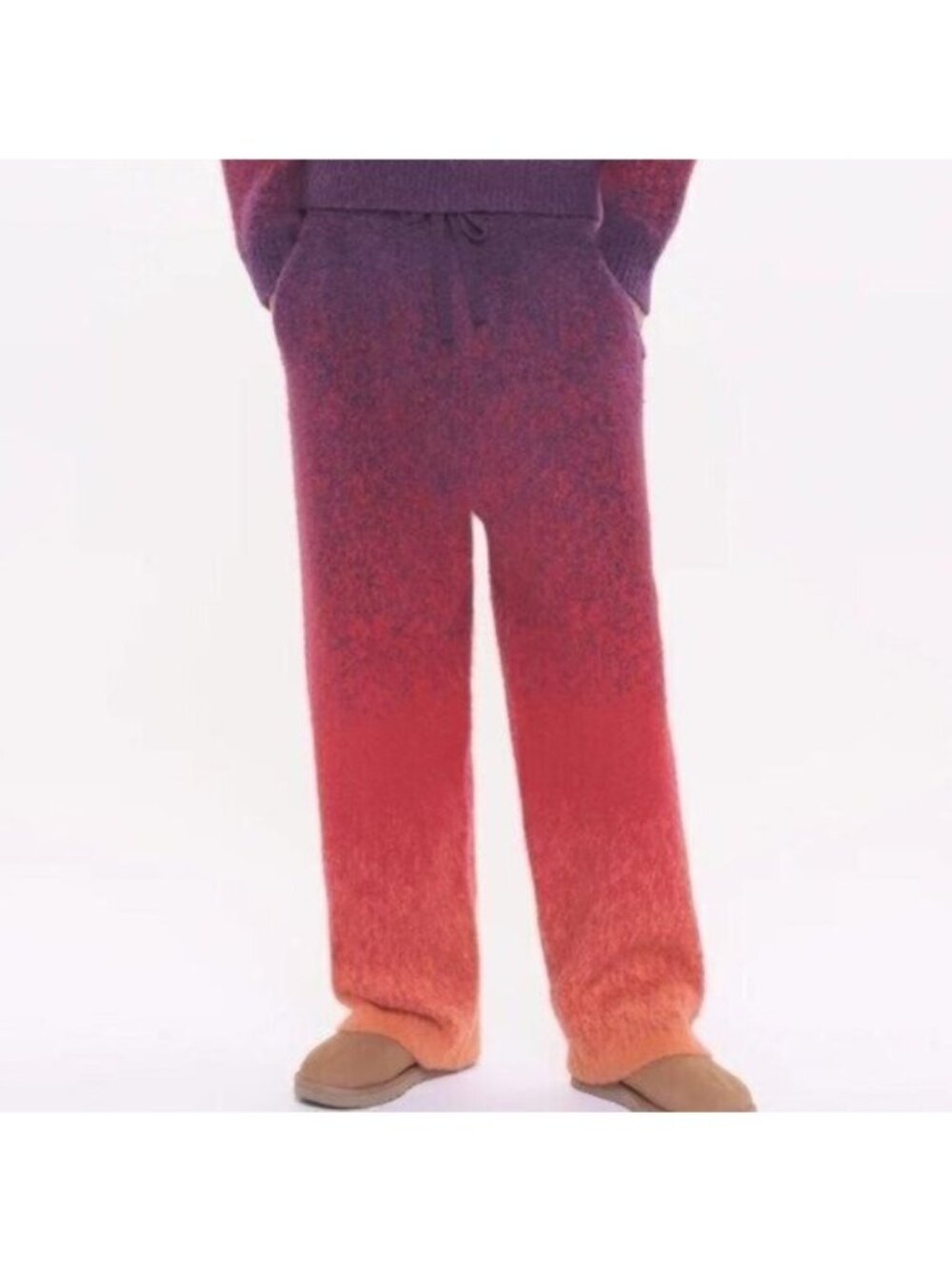Madhappy Fuzzy Knits Gradient Knit Pants S NEW Ombre Sunset Purple Orange Red